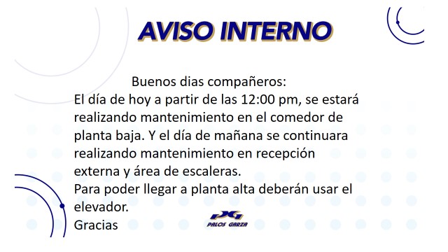 Aviso mantenimiento area azul